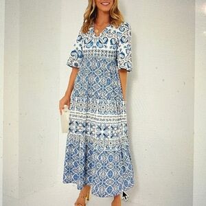 Tuckernuck XL NWT Blue and White Maxi Dress